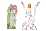 Primary Cutout Illustration Women and Resurrected Christ